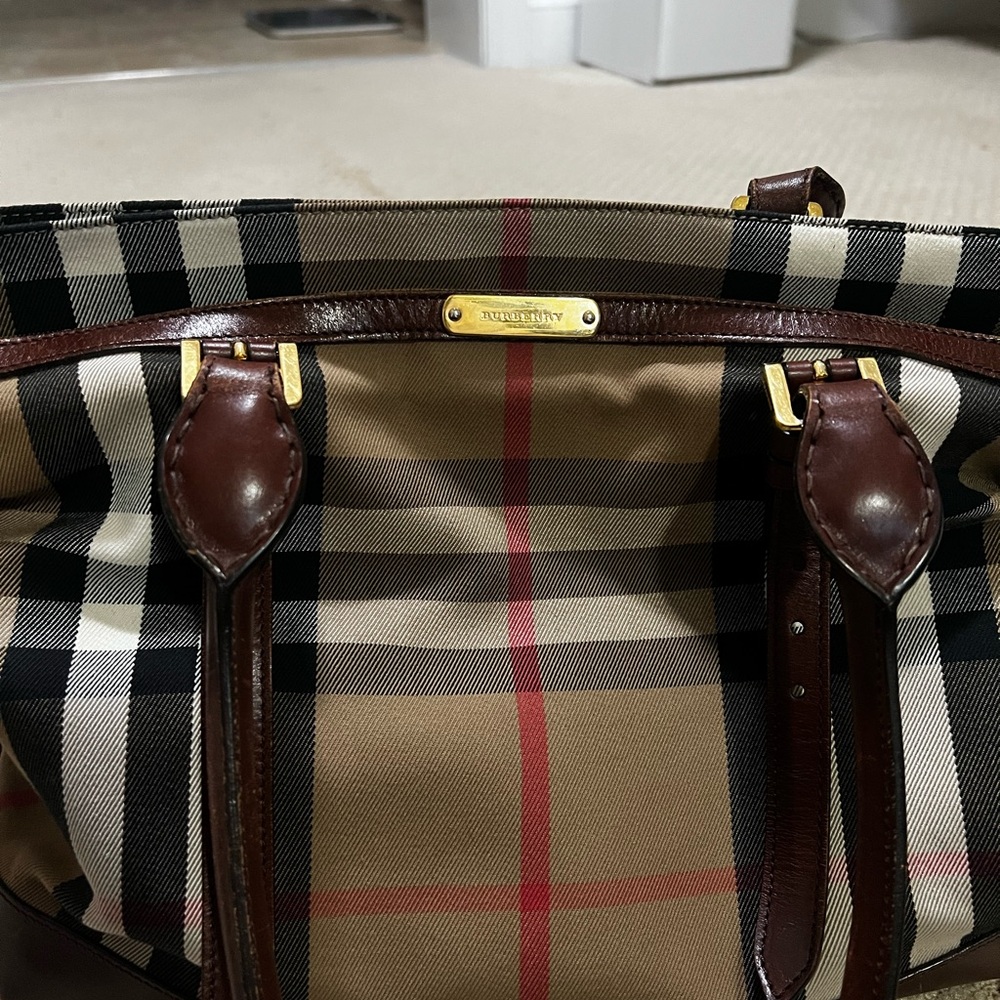Burberry Tan and Brown Plaid Briefcase